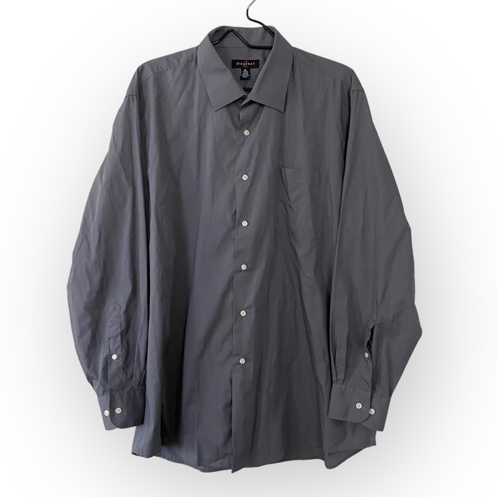 Ziggurat Men’s Gray Button Down Dress Shirt Size XL Long Sleeves Business Casual